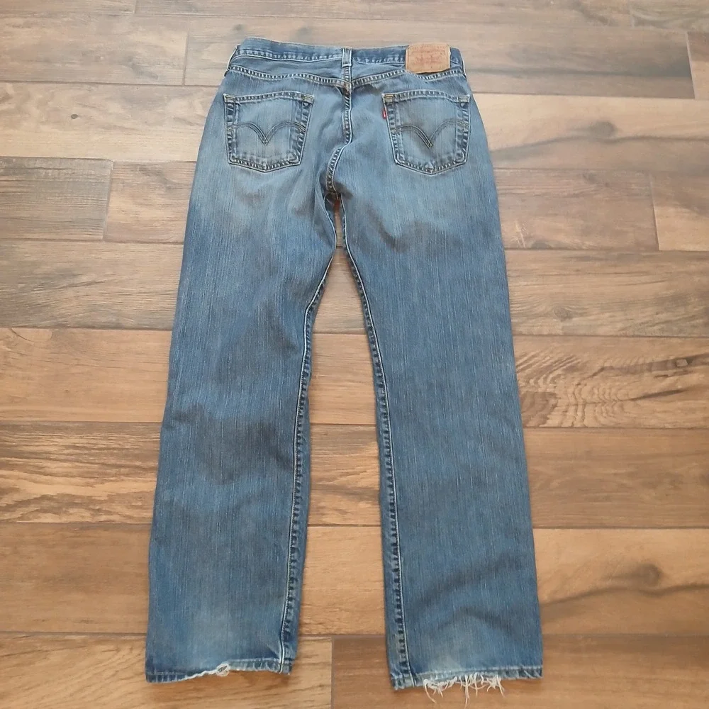 Levis 501 Jeans Mens 34x32 (FITS 32x30) Blue Straight Leg Button Fly Denim